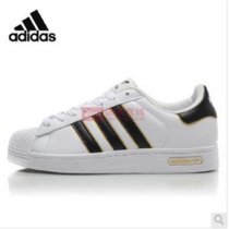 阿迪达斯2015新款经典款透气休闲跑步鞋运动鞋情侣鞋adidas贝壳头经典黑白(黑白 41)