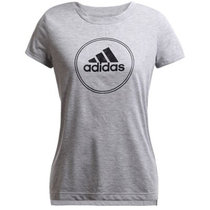 阿迪达斯女装 2016夏季新款运动休闲圆领透气短袖T恤AJ6386 AJ6387(灰色 XL)