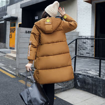 莉菲姿 冬季新款韩版加厚保暖宽松中长款羽绒棉服笑脸棉衣女(焦糖色 XXL)