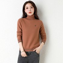 金兔高领纯色针织衫保暖冬季新款女式毛衣 JX02603003-XL码粉 宽松舒适百搭
