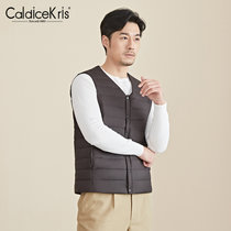 CaldiceKris （中国CK）男士V领马甲羽绒服CK-F950(黑色 XL)