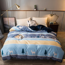 贵晨家纺保暖雪花绒四件套三件套床单被套床上用品(北欧圣鹿 单品被罩150X200cm)