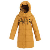 南极人 女士时尚印花相拼中长款羽绒服 2014新款(黄色 165)