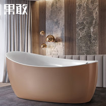 果敢亚克力浴缸独立式黑白无缝一体成型浴缸1.3米~1.8米517浴盆