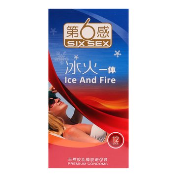 第6感 天然胶乳橡胶避孕套(冰火一体)(薄荷香) 12只(1盒)