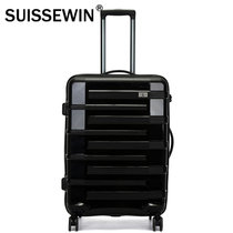 瑞士军刀SUISSEWIN拉杆行李箱20寸登机皮箱男女小轻便旅行箱24寸静音万向轮行李箱(黑色 20寸)