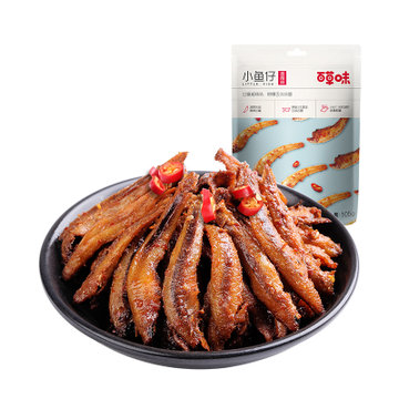 百草味 小鱼仔(香辣味)105g湖南特产小鱼仔小鱼干海味即食零食休闲