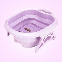 有乐 可折叠泡脚桶塑料洗脚盆家用足浴盆便携式过小腿按摩洗脚桶高深桶(紫色)
