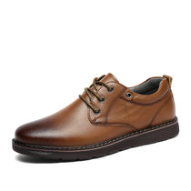 诺贝达男鞋休闲皮鞋商务休闲鞋新款英伦男士系带鞋子(褐色 41)