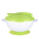 运智贝宝宝餐具吸盘碗婴儿勺子软头勺双耳碗儿童餐具套装2件(绿色)