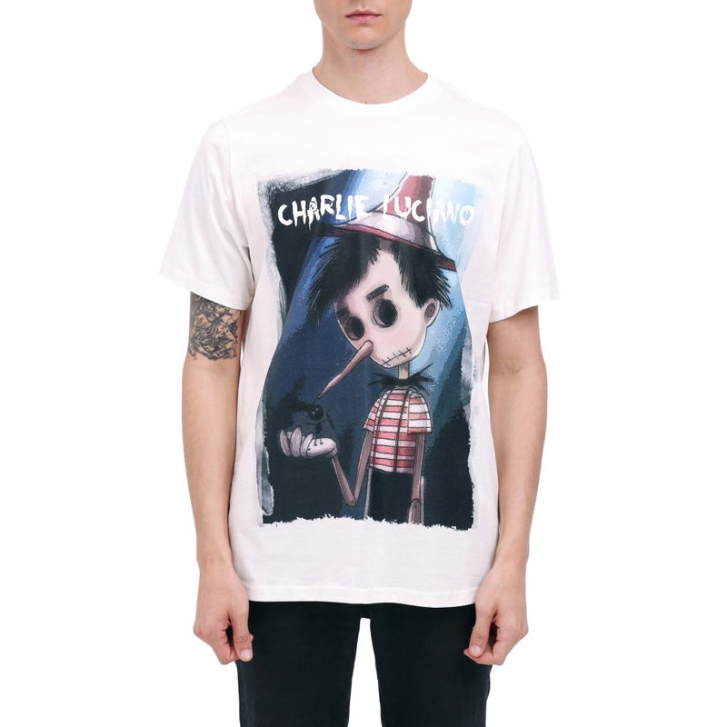 服饰charlieluciano男士白色印花图案短袖t恤308530t918864s码白时尚