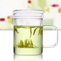 物生物蘑菇杯茶杯韩版创意潮流透明玻璃杯带把便携花茶泡茶办公杯380ML /420ML/500ML(白色)