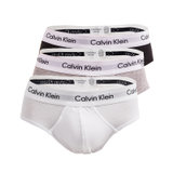 Calvin Klein 男士纯棉中腰透气三角内裤黑白灰3条装U2661G-998(混色 S)