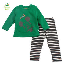 迪士尼宝宝暖甲套装 儿童保暖内衣 男童女童加厚加绒礼盒装 15秋冬新品(绿色90cm)