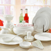 景德镇陶瓷 韩式陶瓷餐具套装56头陶瓷欧式瓷器厨房碗碟盘餐具套装 乔迁婚庆送礼品家用餐具