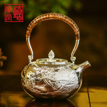 【臻宝堂】银壶纯银茶壶手工手打一体壶日式 一张打烧水银壶 石室秋歌