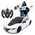星辉车模rastarRS战警一键遥控变形汽车机器人发光发声车男孩儿童玩具遥控车(白色)