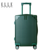ELLE HOMME新款时尚拉链拉杆箱防撞直包角旅行箱静音万向轮行李箱(翡翠绿 20寸)