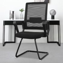 云艳YY-LCL1195办公椅电脑椅会议椅麻将椅弓形网布椅-黑色(默认 默认)
