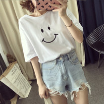 2018夏季新款韩版学生宽松女装上衣女士小衫打底衫短袖T恤女(白色)