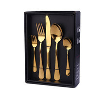 欧式牛排刀刀叉勺茶勺套装  家用西餐餐具16件套带礼盒(金色 20件套)