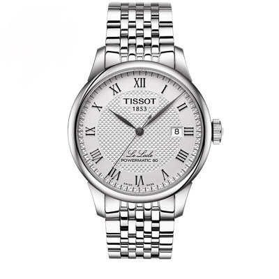 天梭(TISSOT)手表力洛克系列 T006新款80小时全自动机械时尚潮流精男表(银壳黑面黑皮带)