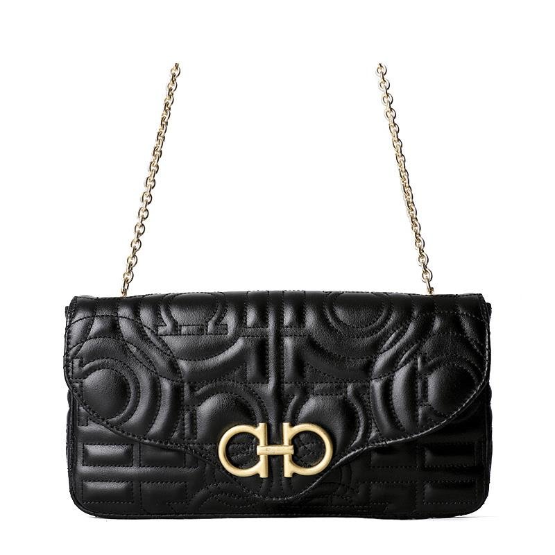 单肩包salvatoreferragamo菲拉格慕女士黑色链条挎包22d699712969黑色