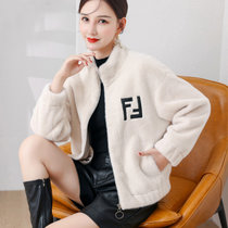 巴洛尼莫 2021秋冬新款女式皮毛一体水貂绒短款羊羔毛外套气质显瘦皮草外套(白色 XL)