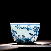 凯斯唯嘉 景德镇个人品茗杯女主人杯单杯男士功夫茶具茶杯小号青花杯纯手工 喜上眉梢青花品茗杯/ 图片