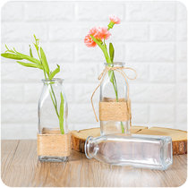 花瓶 玻璃透明方形许愿玻璃花瓶E025插花玻璃直身花瓶容器lq1080