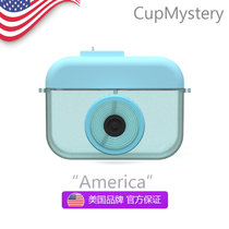 美国cup mystery创意相机造型带杯带吸管食品级PP材质吸管杯(紫色 紫色)