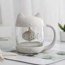 猫爪过滤可爱小猫咪玻璃杯ins风男生日式水杯女夏季泡茶小众杯子(小猫 默认版本)