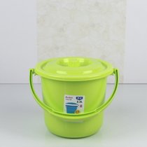 加厚彩色塑料小号提水桶带盖收纳桶储水儿童玩具桶保鲜桶小桶(3.5L绿色)