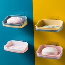 沥水肥皂盒放香皂架吸盘免打孔壁挂式粘贴卫生间浴室创意皂盒家用(粉色)