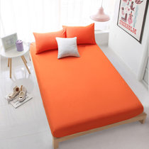 南极人升级床上用品简约纯色床笠单品 时尚单双人床罩单件A(纯橘色 180cmx200cm)