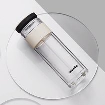 德国Simita茶水分离泡茶杯双层玻璃杯男女***便携简约过滤水杯子400ml(白色)