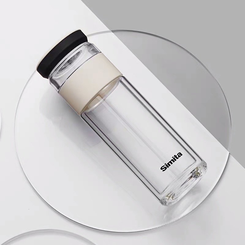 德国simita茶水分离泡茶杯双层玻璃杯男女便携简约过滤水杯子400ml
