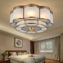 欧菲玛丽 欧式卧室吸顶灯大气奢华圆形温馨LED灯具(暖光光源 吸顶60*19CM)