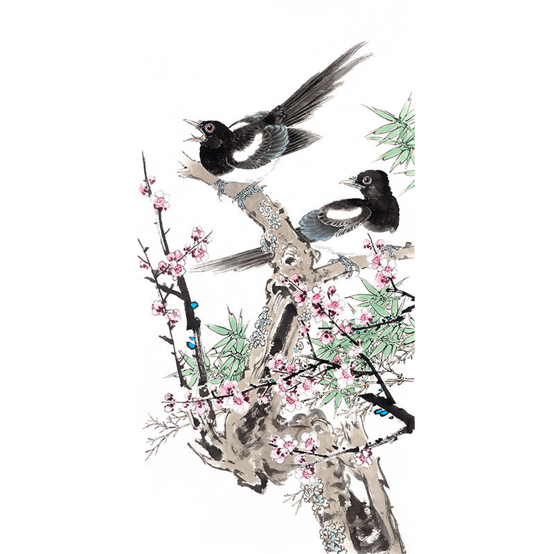 国画花鸟喜上眉梢花鸟画手绘工笔画客厅餐厅装饰挂画