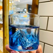 创意彩色观山杯复古日式雪山峦玻璃杯家用泡茶水杯威士忌洋酒杯子(蓝天观山杯)