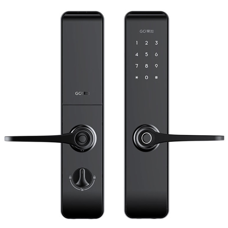 指纹密码锁果加智能锁m2 指纹锁 直联网家用密码锁防盗电子锁 曜石黑