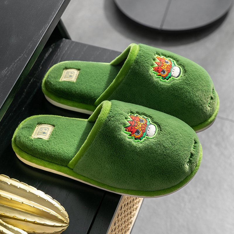 棉拖鞋女可爱家用室内防滑厚底毛毛绒月子鞋4243推荐4142脚穿绿色中国