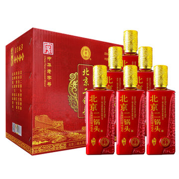 永丰牌北京二锅头 白酒 纯粮酿造 清香型(红樽 46度 500ml*6瓶(整箱)