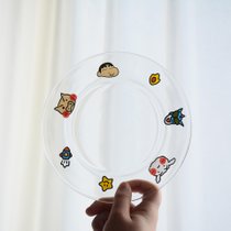 ins风网红卡通蜡笔小新玻璃餐具套装早餐马克杯家用盘沙拉燕麦碗(蜡笔小新盘 默认版本)