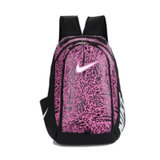 Nike/耐克双肩包男女款背包学生书包电脑包休闲运动涂鸦旅行包(黑粉)