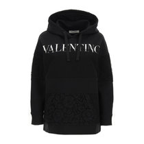 Valentino女士黑色平纹针织和重磅蕾丝卫衣B3MF11B-6GW-0NIS码黑 时尚百搭