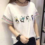 葩葩乐奇2017夏季宽松短袖t恤女卡通上衣xiangaiba5031(白色 M)