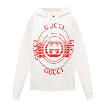 Gucci红白logo带帽卫衣615061-XJCRR-910401L码白色 时尚百搭
