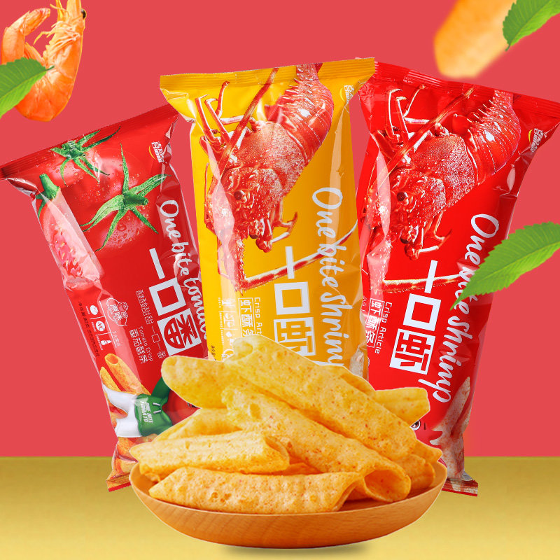 喜盈盈一口虾虾酥条3种口味虾条薯条办公室休闲食品零食80g*6大包图片