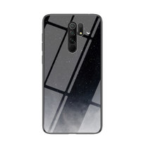 小米红米9手机壳新款9A星空彩绘玻璃壳Redmi9防摔软边红米9a保护套(星空月牙 红米9)